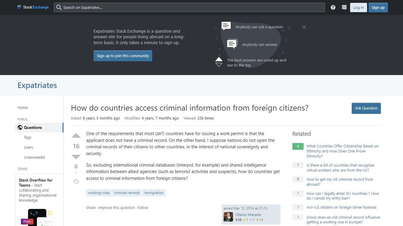 working visas - How do countries access criminal ...
